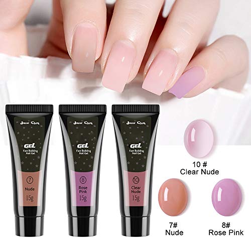Nägel gel Set Starterset, Jane Choi 3 Farben UV Builder Gel für Nägel (Nude, Rosa, Klar Nude)+100 Stück künstliche nägel… – Bild 3
