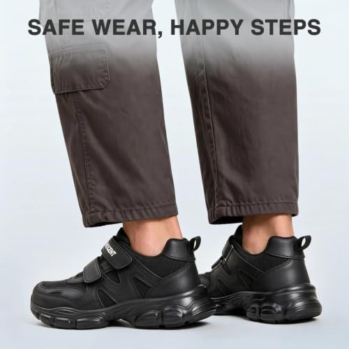 Image of Hogent Steel Toe Shoes for Men Women, Wide & Non-Slip Work Shoes | Indestructible Comfortable Safety Sneakers, Lightweight Breathable Construction Shoes, Puncture Proof Ergonomic Design