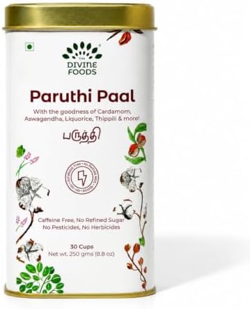 The Divine Foods Paruthi Paal Cotton Seed Latte Mix | Cold-Pressed | Antioxidant-Rich | Supports Heart Health & Cholesterol | No Preservatives | Ready-to-Mix | 250g