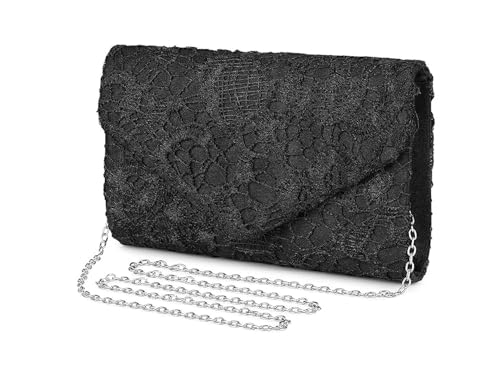 Image of Women Lace Evening Clutch Purse Floral Envelope Handbag Elegant Prom Wedding Party Bag