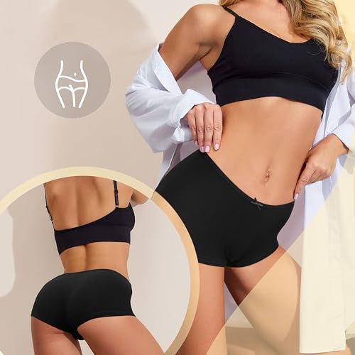 Image of Allxwek Womens Cotton Underwear Boy Shorts for Women Stretch Comfort Boxer Briefs Ladies Knot Panties 3 /6 3901