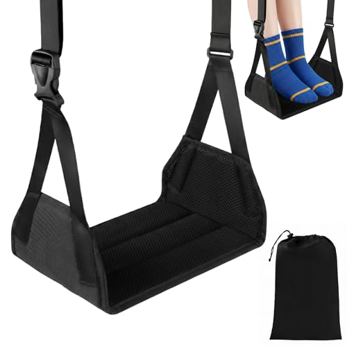 Houlishu Airplane Foot Rest Hammock, Adjustable Thick Board Foot Support, Portable Travel Footrest...