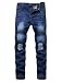 Kihatwin Big Boy's Casual Skinny Ripped Jeans Slim Fit Distressed Zipper Pants with Holes