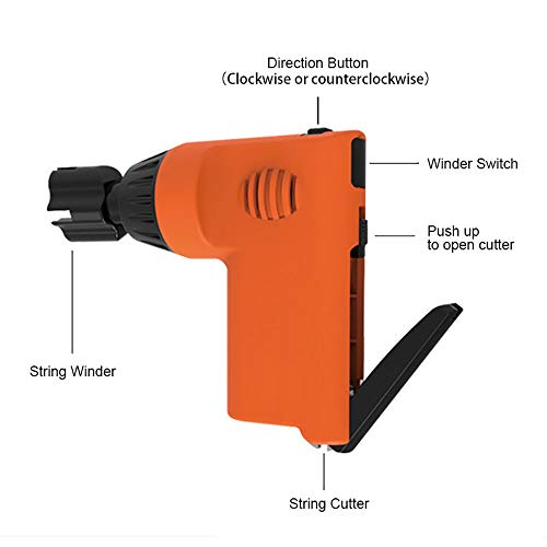 HUIOP Enrolador de cordas elétrico multifuncional Cortador de cordas USB recarregável portátil para
