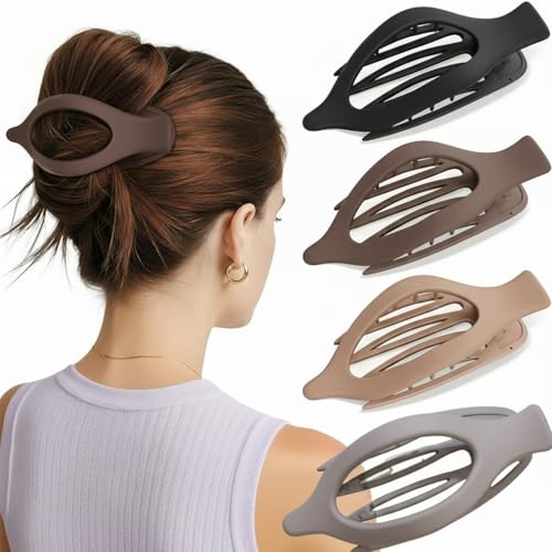 4-Pack Medium Duckbill Hair Clips for Women: French Non-Slip Strong Hold Hair Claws for Thin to Thick Hair, All-Day Comfort for Driving, Lying Down & Exercise