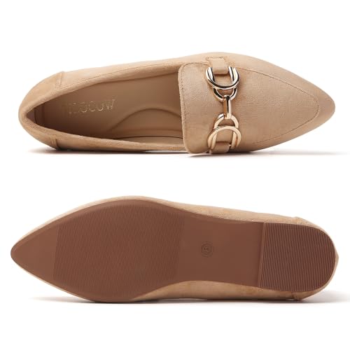 Image of Tilocow Metal Chain Loafers Flats for Women Pointed Toe Slip on Flats Dressy Casual Comfortable Work Business Shoes