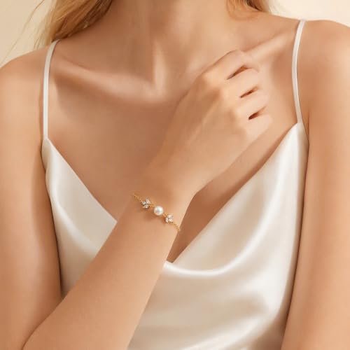 Image of DAYANEY Pearl Bracelets for Women Gold Bracelet Silver Pearl Jewelry