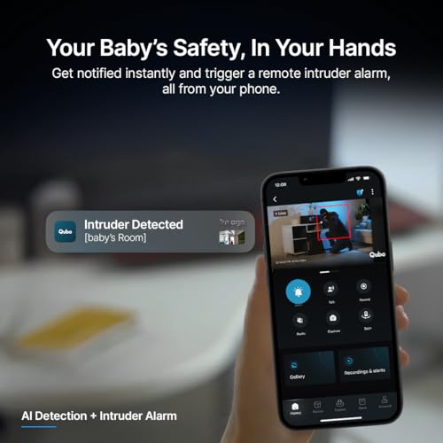 Image of Qubo Smart 360 3MP [2K] Baby Monitor Camera | Wi-Fi Indoor CCTV for Baby Room | AI Person Detection | Automatic Alarm | App Alerts | NightPulse Vision | SD & Cloud Storage | Made in India