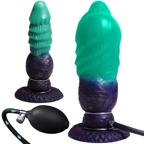 Inflatable Dildo Dragon Knot Fantasy Dildos with Adjustable Thickness Huge Thick Anal Dildo Butt Plug with Strong Suction Cup Horse Animal Dog Dildo Anal Training Adult Sex Toys for Women Men