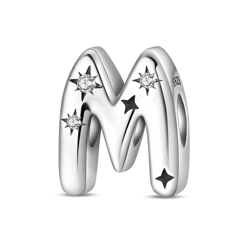 SOUTHPLUS Charms Anhänger Damen Buchstabe A-M-S-L für Armband 925 Sterling Silber Charm Beads passend buchstaben anhänger für Europäischen Armband und Halskette für Frauen Mädchen (M)