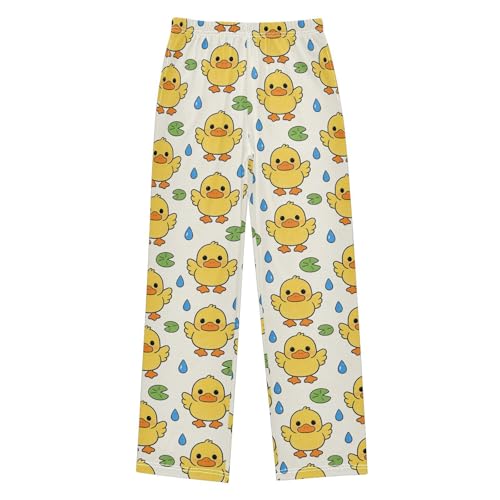 Yuiboo Duck Dew Drop Youth Lounge Pajama Pants Loose Loungewear Sleepwear Gifts With 2 Pockets 6-8Y
