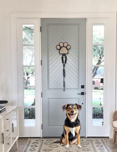 Gxdamxz Hunde Garderobe, Hundegarderobe Holz Hundeleinenhalter Wand für Hundezubehör & Halsband, Dog Leash Holder for Wall, Schwarz