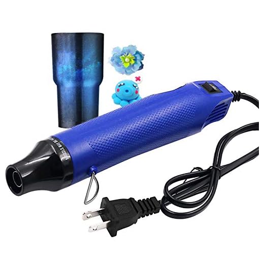 Bubble Buster Tool Mini Heat Gun - 300 Watt Dual-Temperature Heat Tool for Epoxy Resin, Tumbler Embossing for Removing Epoxy Cup Painting Resin Air Bubbles, Drying Crafts & Shrink Wrap Paint, Blue