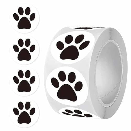 PLAYZOCO Pegatinas de Perros para Niños, stickers de huellas de perros, pegatinas infantiles, Calcomanías Infantiles de perros, Adhesivos de huellas de perros en rollo, 500 pegatinas de 2.5 cm