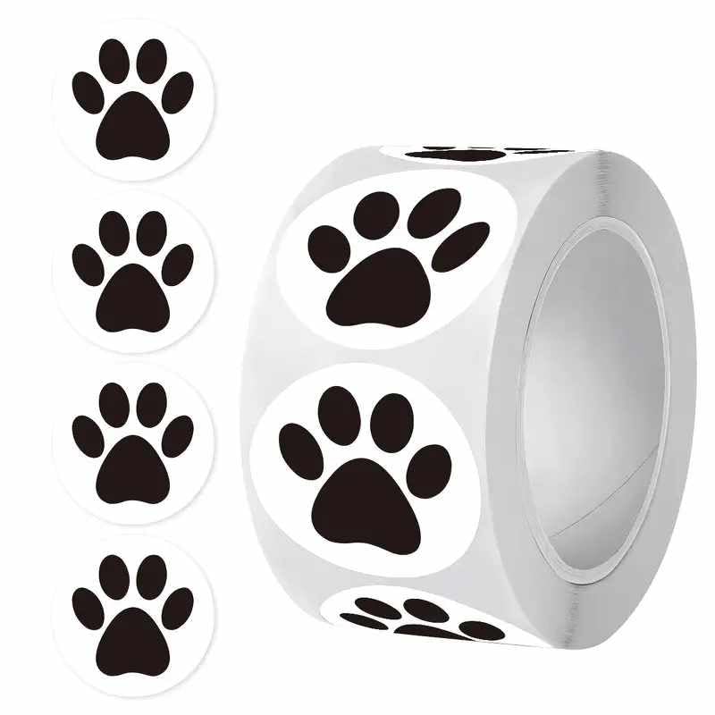 Pegatinas de Perros para Niños, stickers de huellas de perros, pegatinas infantiles, Calcomanías Infantiles de perros, Adhesivos de huellas de perros en rollo, 500 pegatinas de 2.5 cm
