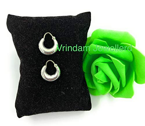 Vrindam Jewellers Exclusive 925 Sterling Silver Plain bali Hoop Earing For Girls And Women Comfortable Size12MM Light Weight 2 GM - Image 4