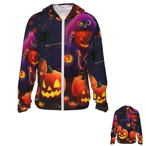 NONHAI Men's Sun Protection Jacket UPF 50+ Full Zipper Long Sleeve UV Hoodie Shirt Happy Halloween Party Women's Outdoor Jacket Black