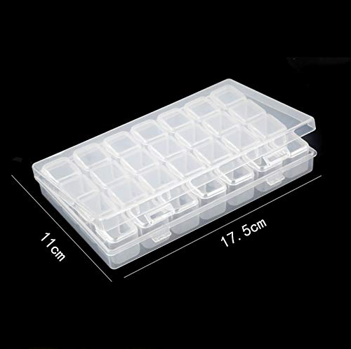 Miniatura 4 de Caja organizadora vacía de plástico transparente con 28 ranuras, para decoración de uñas, contenedor de almacenamiento para uñas, cristales de
