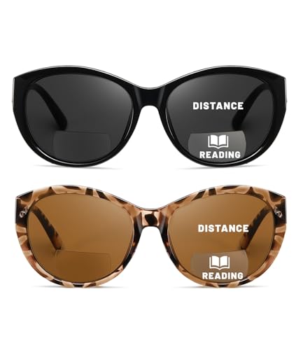 Hubeye 2 Pack Bifokale Sonnenlesebrille für Damen Outdoor-Sonnenleser Getönte Lesehilfe Klassisch Retro Stil UV400 Schutz Brillen 2.00 Hubeye 2 Pack Bifokale Sonnenlesebrille für Damen Outdoor-Sonnenleser Getönte Lesehilfe Klassisch Retro Stil UV400 Schutz Brillen 2.00