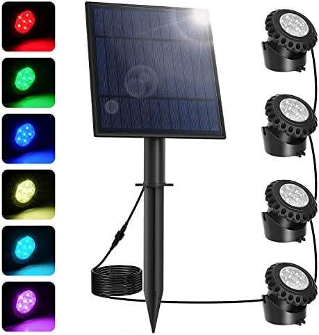 NATPOW RGB Teichbeleuchtung Solar, IP68 Wasserdicht Unterwasser Licht Solar Farbwechsel Unterwasserbeleuchtung Teich Licht Für Terrasse, Dekoration, Garten(4 in 1)
