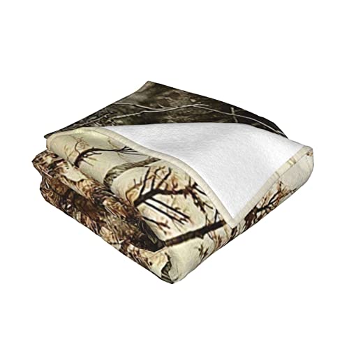 Forest Hunting Bear Soft Flannel Fleece Blanket Breathable Throw Blanket Halloween Chirstmas Days Rustic Cozy Blanket For Couch Sofa Bed Living Room Suitable For All Season 50X60 Inch #TOP2