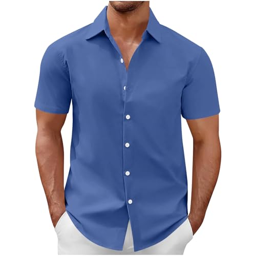 Mens Summer Shirts Short Sleeve Button Down T-Shirt Business Casual Classic Dress Shirt Hawaiian Vacation Beach Outfits