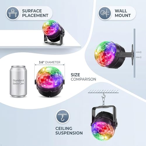 Image of Sound Activated Party Lights with Remote Control Dj Lighting, Disco Ball Light Projected Effect Dancing Lights, Strobe Lamp for Parties Supplies Birthday Christmas Bar KTV Decorations -1-Pack
