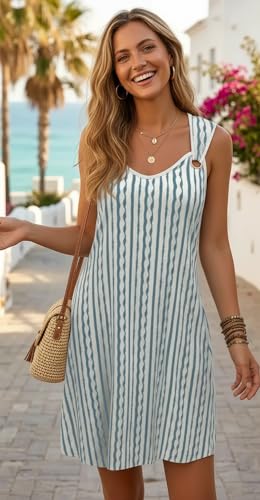 Image of Disamer Summer Dresses for Women 2026 Sundresses Sleeveless Beach Swimsuit Cover Ups Spring Casual Tank Tshirt Sun Dress