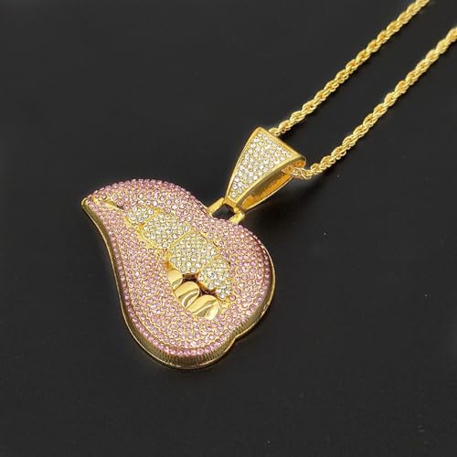 Shiny Sexy Pink Lip Initial Pendant With Fashion Jewelry For Men And Women, Hip Hop Charm Choker Necklace2