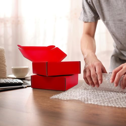 Image of Cardboard Boxes,15 Pack Shipping Boxes 6x6x2 Recyclable Mailing Boxes Colored Corrugated Cardboard Box Small Storage Boxes for Shipping, Mailing, Gifts Packaging (Red)