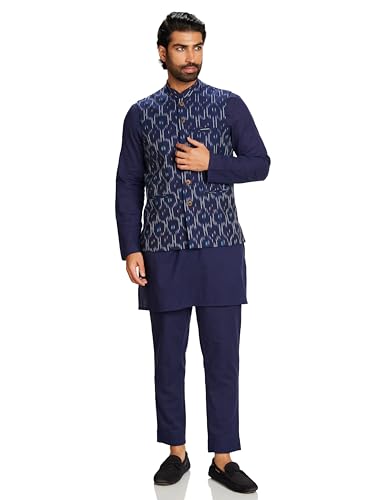 Image of Amazon Brand - Symbol mens Cotton Nehru Jacket Kurta Pant Set (3pcs)