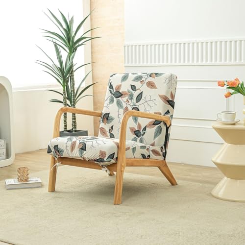 Morbuy Funda Sillón, Funda de Sillón con Cremallera, Impresión Moderna, Lavable Couch Cover Sofá 1 Plaza para Silla De Club Elástica para Dormitorio, Recepción, Sala de Lectura (Hoja)