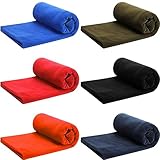 Preboun 6 Pcs Fleece Sleeping Bag Liner Adult Warm Sleeping Bag Liners Cold Weather 70.9 x 31.5 Inch Zippered Camping Sleep Sack Lightweight Sheet for Camping Backpacking Travel, Assorted Color