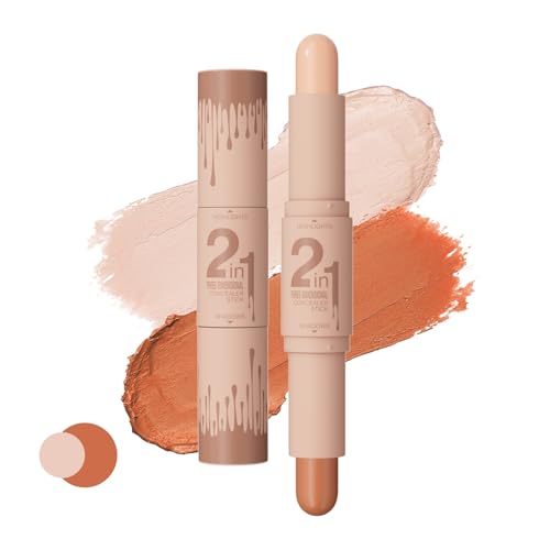 Contour Stick and Highlight,2-In-1Makeup Contour Stick,Waterproof Long-Lasting Cream Contour Stick,Milti-Use Contouring Shade and Creating Three-Dimensional Silhouette Double Head Contour Stick