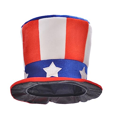 Yilistore Patriotic Velvet Uncle Sam Top Hat for Mens, 4th of July Top Hat for Independent Day