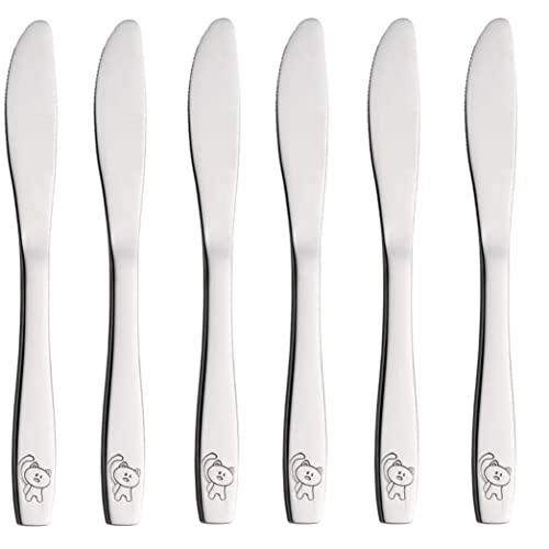ANNOVA Kids Silverware 6 Pieces Children's Safe Flatware Set Stainless Steel - 6 x Children Safe Knives, Toddler Utensils, Metal Cutlery Set Engraved