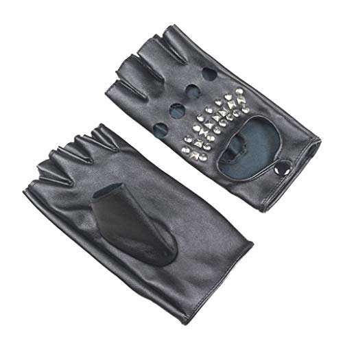Preisvergleich Produktbild sharprepublic Fingerlos Lederhandschuhe Damen Autofahrer Motorrad Handschuhe Fahrhandschuhe Sporthandschuhe Mit Nieten