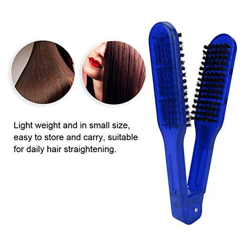 Peine alisador de cabello estilo V azul miniatura 3