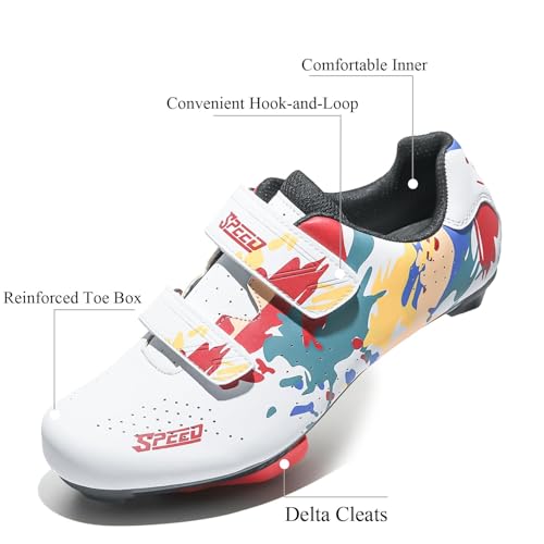 Image of Women & Men Cycling Shoes Compatible with Peloton Bike Indoor Road Riding Biking Bike Shoes with Delta Cleats Included