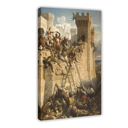 Toile Siege of Acre Dominique Papety : cadre à suspendre 50,8 x 76,2 cm pour salon