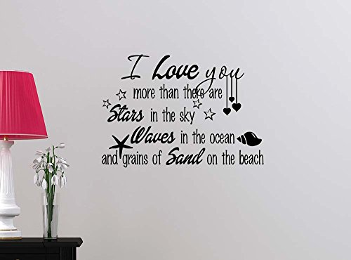 I love you more than there are stars in the sky waves in ocean STARS cute beach sticker nursery vinyl saying lettering wall art inspirational sign wall quote decor