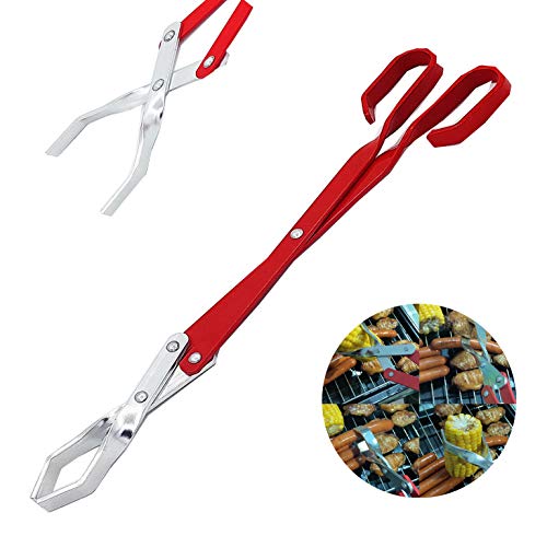 Grill Tongs-Heavy Duty BBQ Grilling Tongs for Cooking Serving Food -Long Aluminum alloy Tongs for Kitchen Barbecue-167 inch-Red