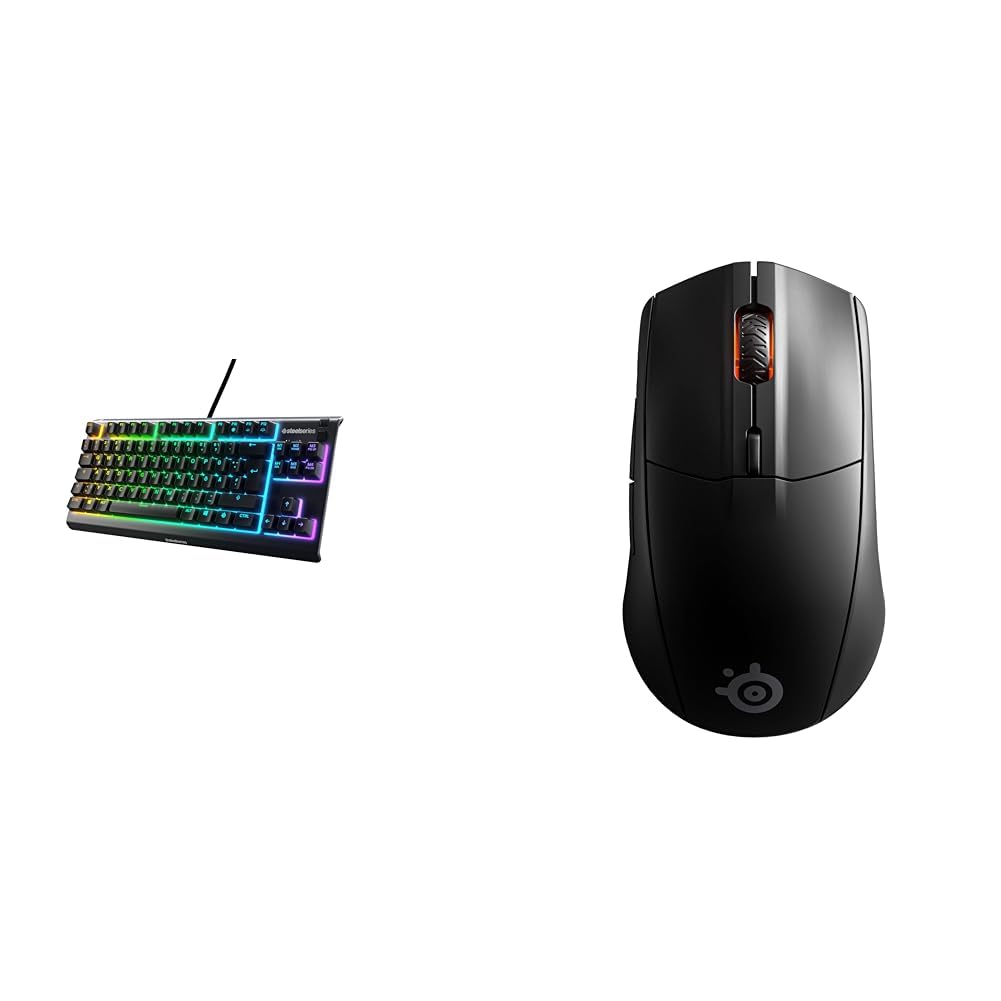 SteelSeries Apex 3 TKL - RGB Gaming-Tastatur - Kompakter Tenkeyless-Formfaktor & Rival 3 Wireless - Wireless Gaming-Maus - Über 400 Stunden Akkulaufzeit
