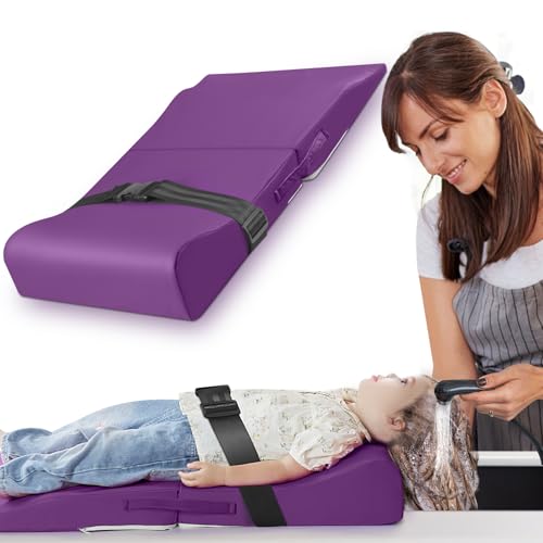 Hair Washing Station for Kids Sink Shampoo Foam Pad Anti-Tip Ergonomic Shampoo Neck Support for Kids Provides Comfortable Support for Sink-Mounted Shampoo Pad (Purple)
