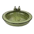 Esschert Design FB489, Green Bird Bath Ceramic Round, 10.9 cm*32.9 cm*30.7 cm