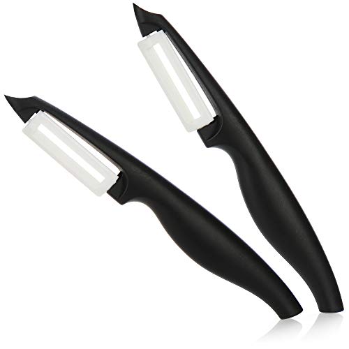 com-four® 2x Keramik Sparschäler für Obst und Gemüse - Universalschäler besonders scharf...