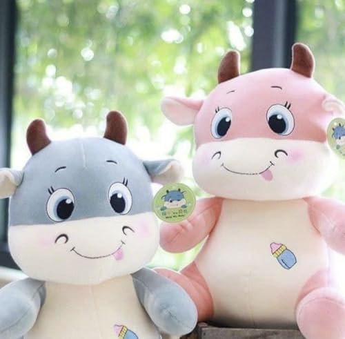 Image of Tinytotem Milky Moo Amul Milk Cow Soft Toy for Kids Plush Stuffed Cartoon Pet Kawai Animal Plushie Cattle Toys Doll Birthday Gifts for Friends Girls Decorative Toy 35cm