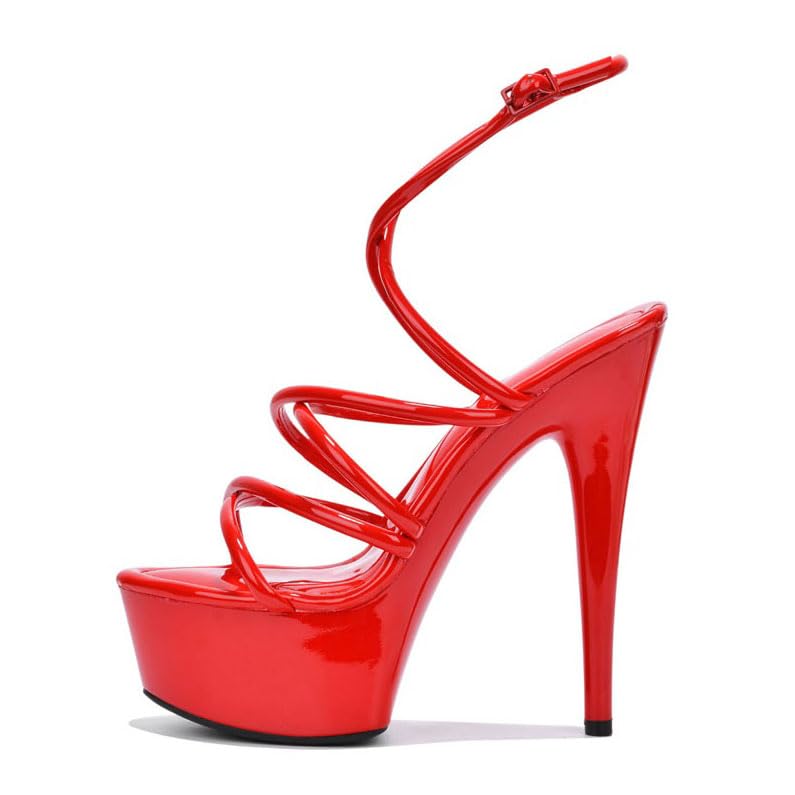 Image of Cape Robbin Women's Platform Stiletto Heels - Strappy Open Round Toe Heeled Sandals Ankle Strap Dressy High Heels (Lili)