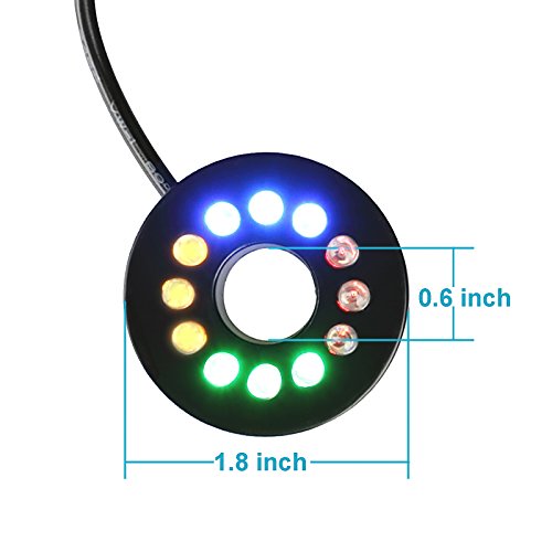 OTTFF 3 Pack 0.6 in Inside Diameter - DC 12V 12 LEDs Fountain Ring Lights Auto Colored Changing Submersible Water Pump Lighting with 5.2 ft Length Cable(DC12V 2.1 x 5.5mm Plug not Included) - Thumbnail 6