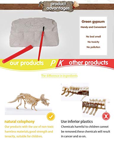 Akingshop Dinosaur Excavation Kits For Kids,Dino Dig Kits Triceratops,Dinosaur Fossil Excavation Kits For Kids,Children's Popular Science Education Toys - Dinosaur Diy Toys (Triceratops) #TOP3